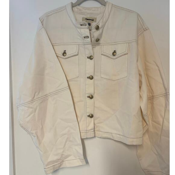 NWT Madewell Cocoon-Sleeve Denim Lady Jacket In Vintage Canvas Size XL - Picture 7 of 8